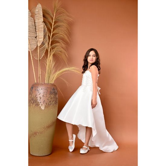 صورة فستان بناتي سهرة ذيل بتطريز انيق - 815